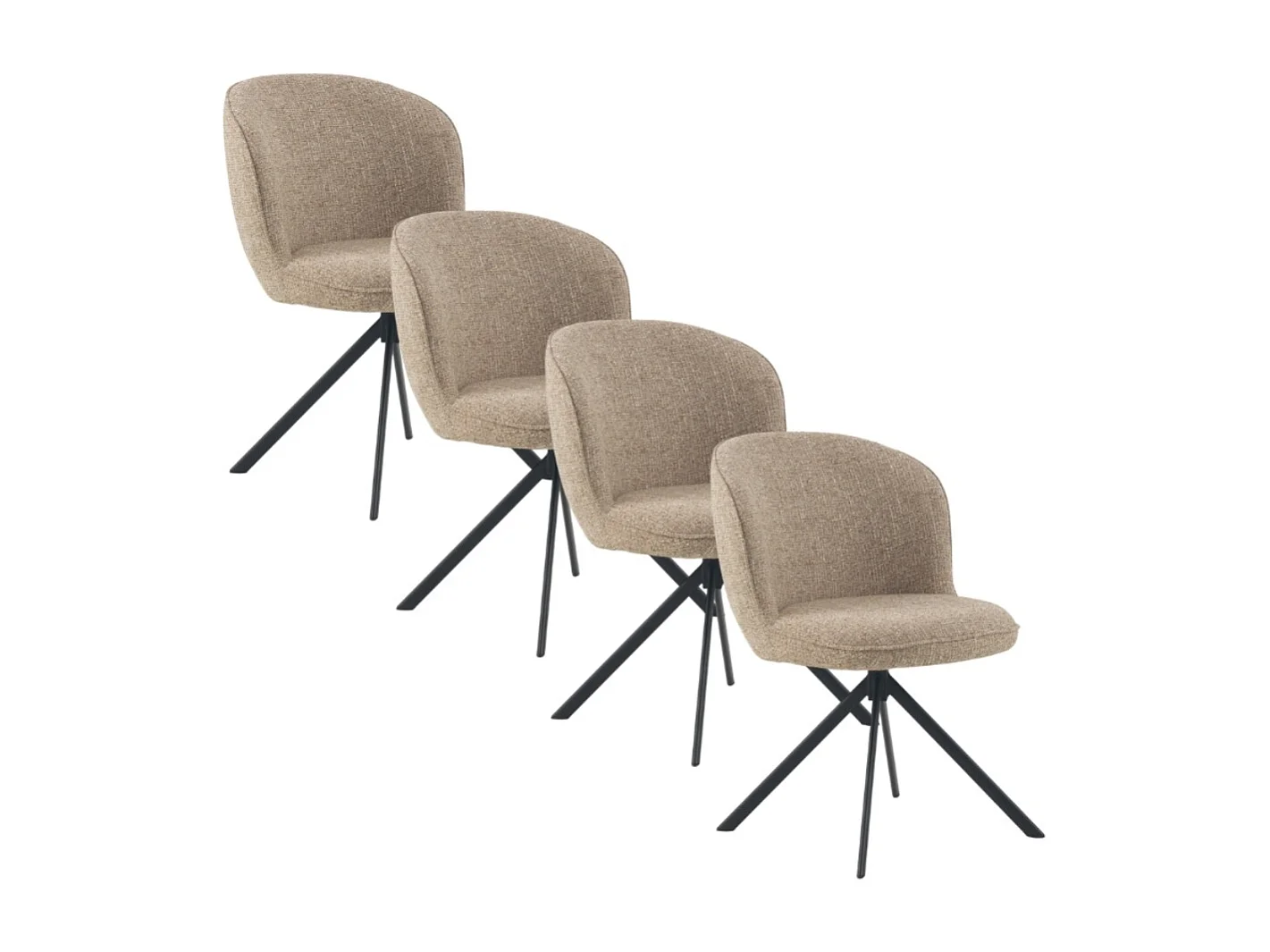Lot de 4 chaises capitonnées en tweed chiné marron