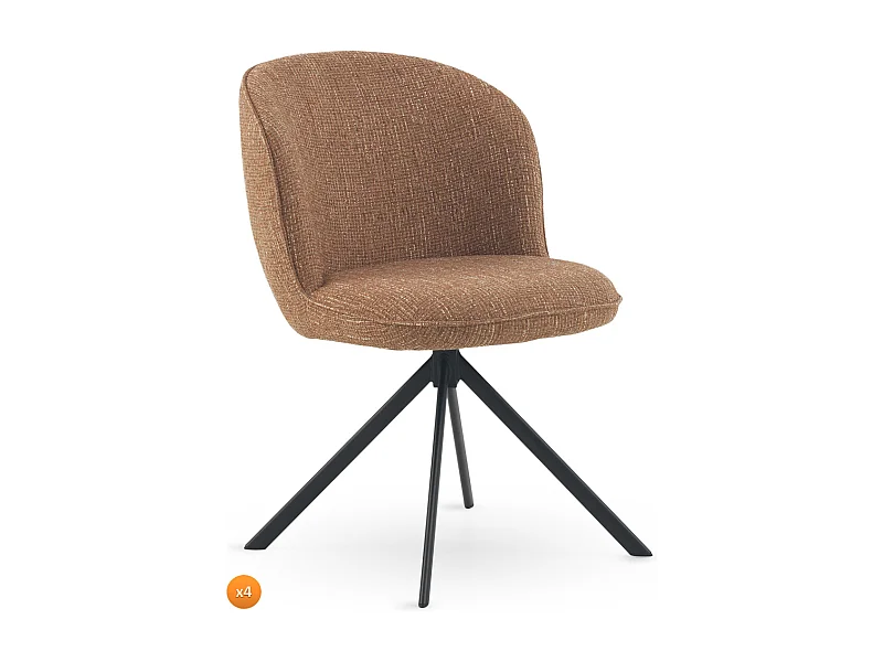 4er-Pack Polsterstühle Tweed terracotta meliert