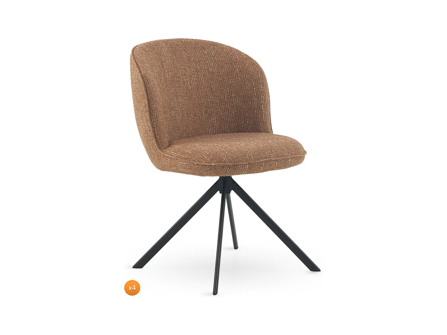 Lot de 4 chaises capitonnées en tweed chiné terracotta