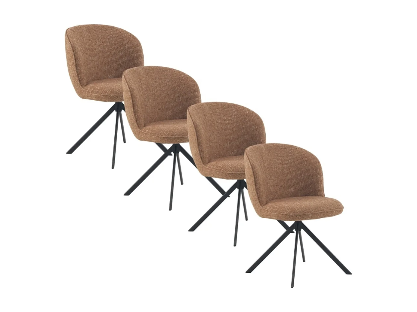 Set van 4 gestoffeerde stoelen van gespikkeld terracotta tweed