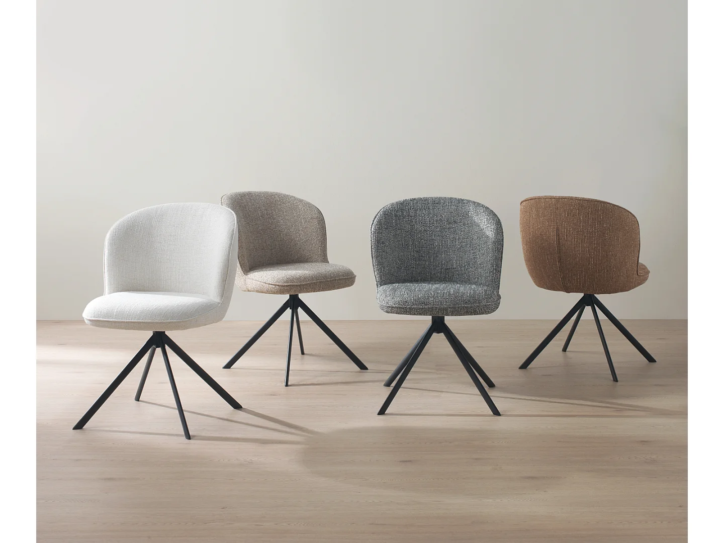 Set van 4 gestoffeerde stoelen van gespikkeld terracotta tweed