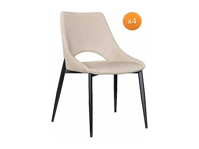 Pacote de 4 cadeiras estofadas, cor caramelo