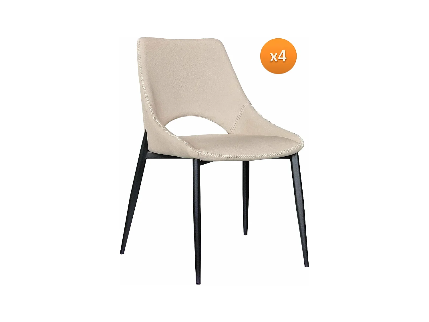 Pacote de 4 cadeiras estofadas, cor caramelo