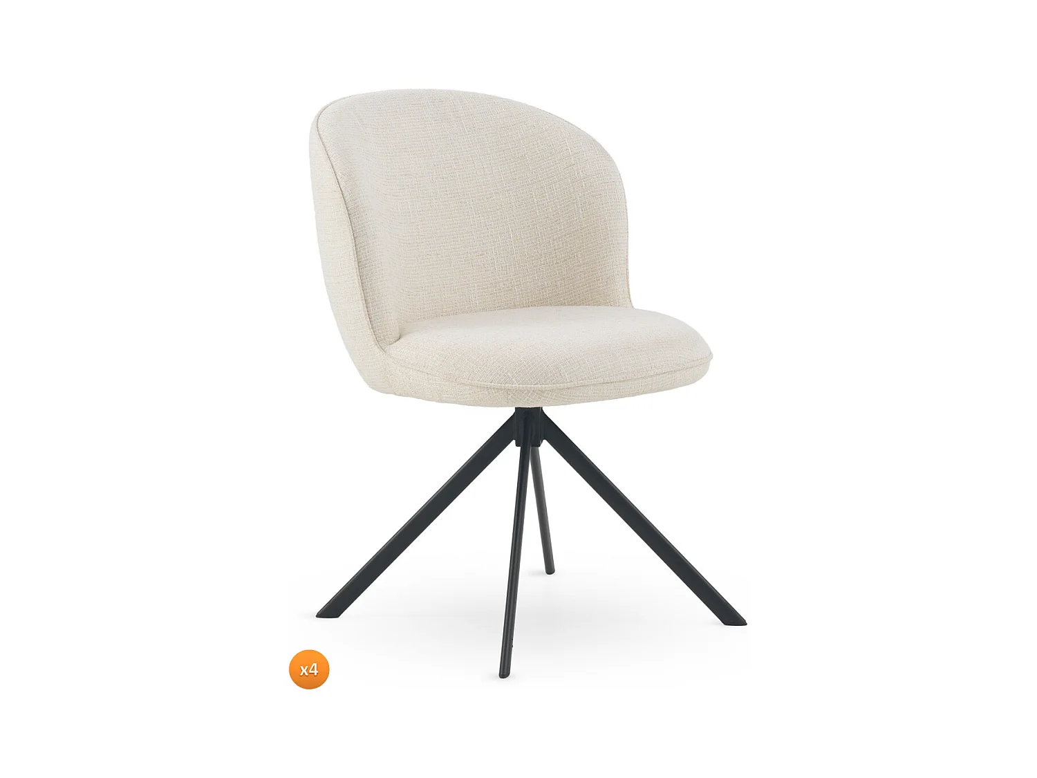 4er-Set Polstersessel Tweed weiß meliert