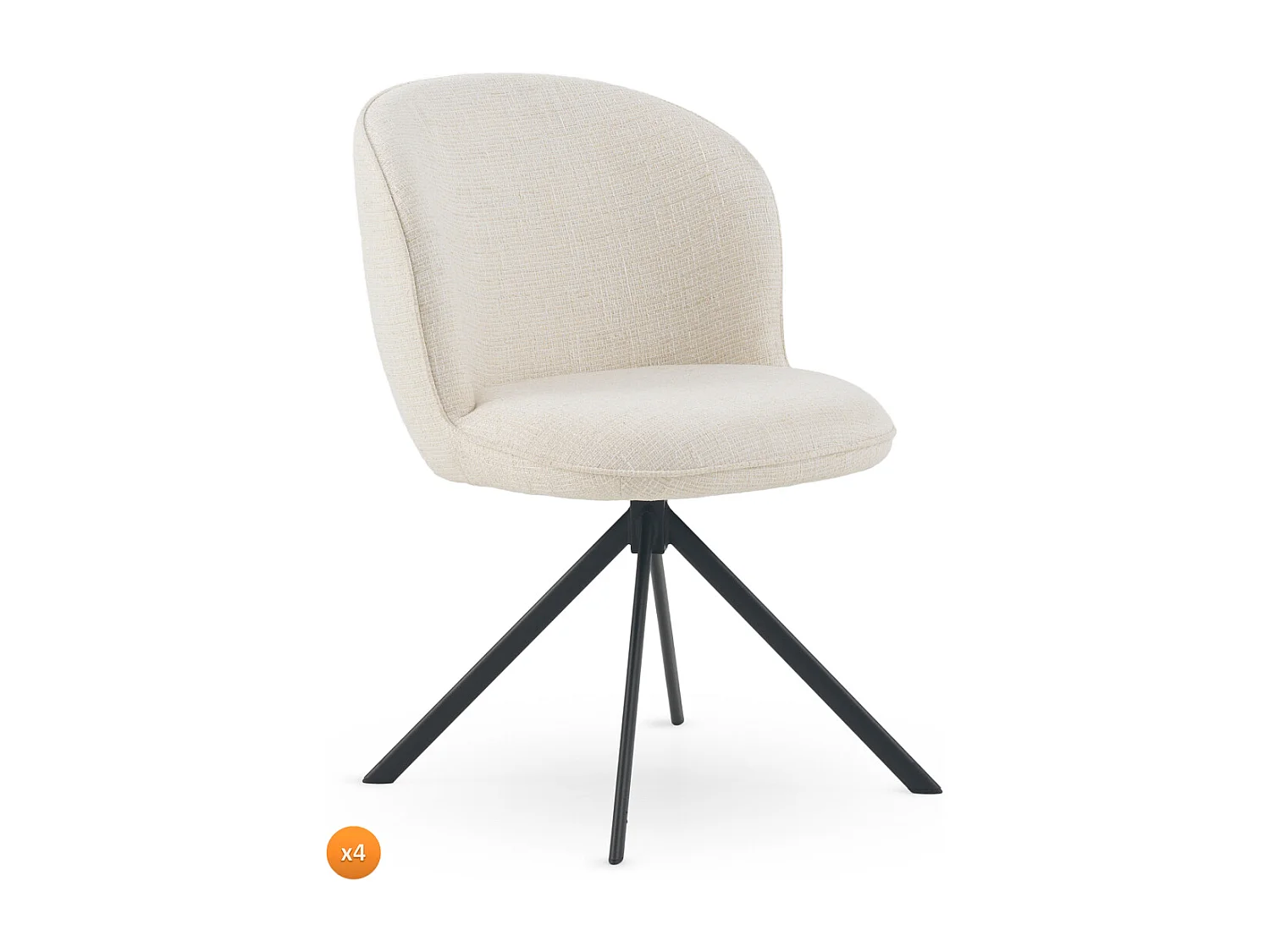 4er-Set Polstersessel Tweed weiß meliert