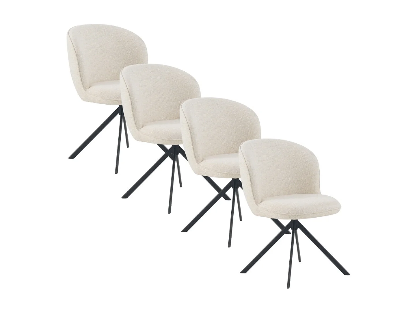 Lot de 4 chaises capitonnées en tweed chiné blanc