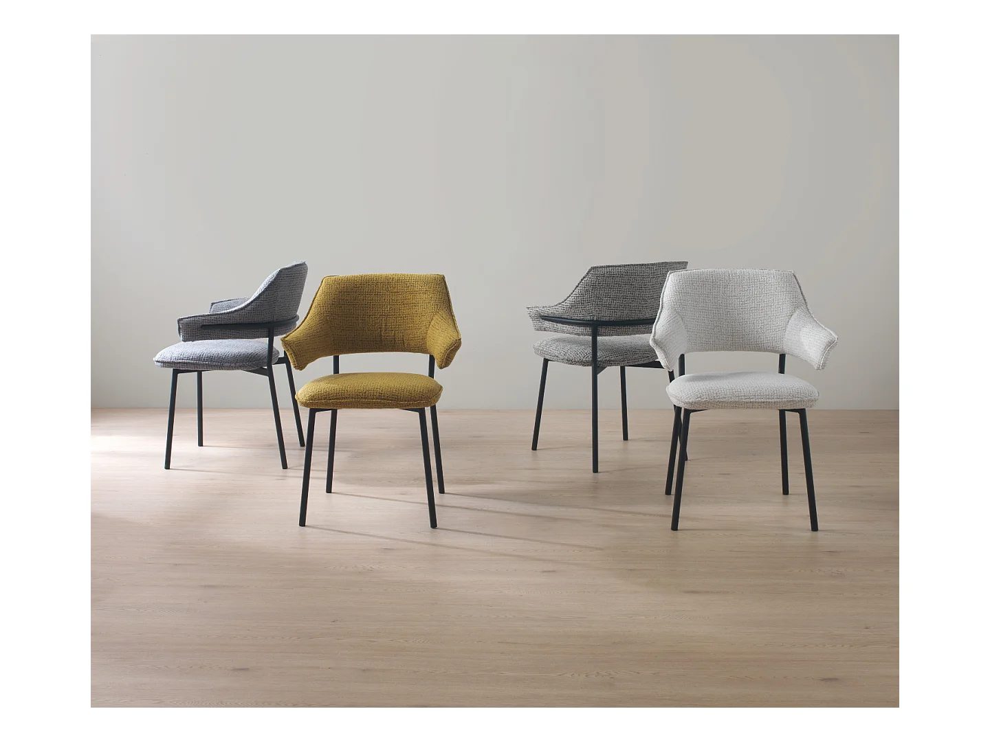 4er-Set Polstersessel Chenille weiß meliert