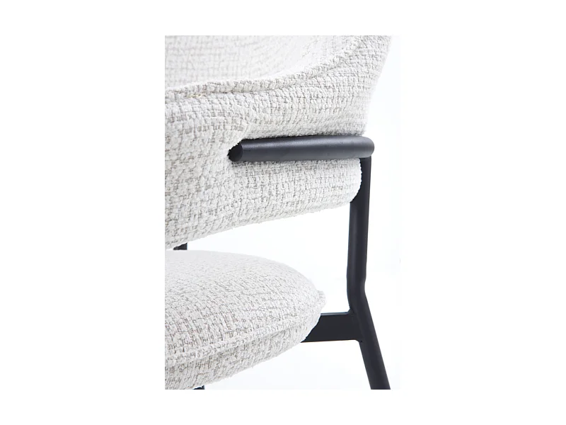 4er-Set Polstersessel Chenille weiß meliert