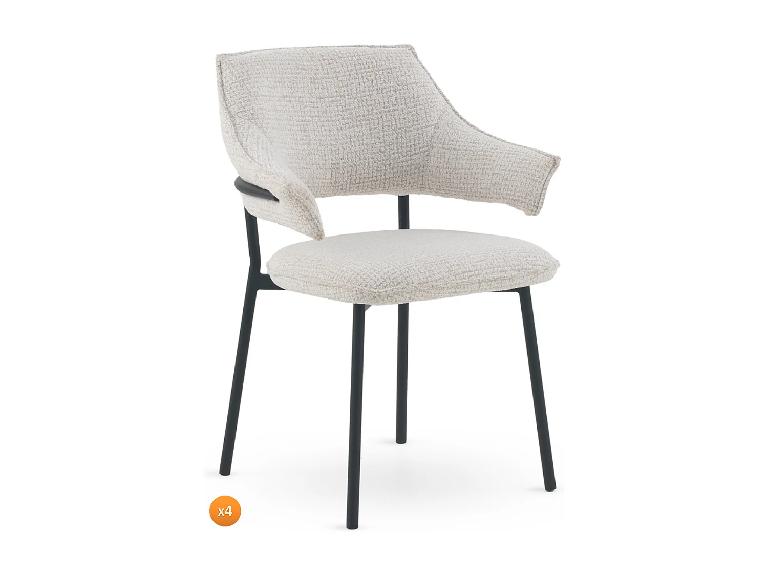 4er-Set Polstersessel Chenille weiß meliert