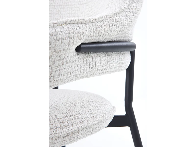 Lot de 4 fauteuils en chenille blanc chiné
