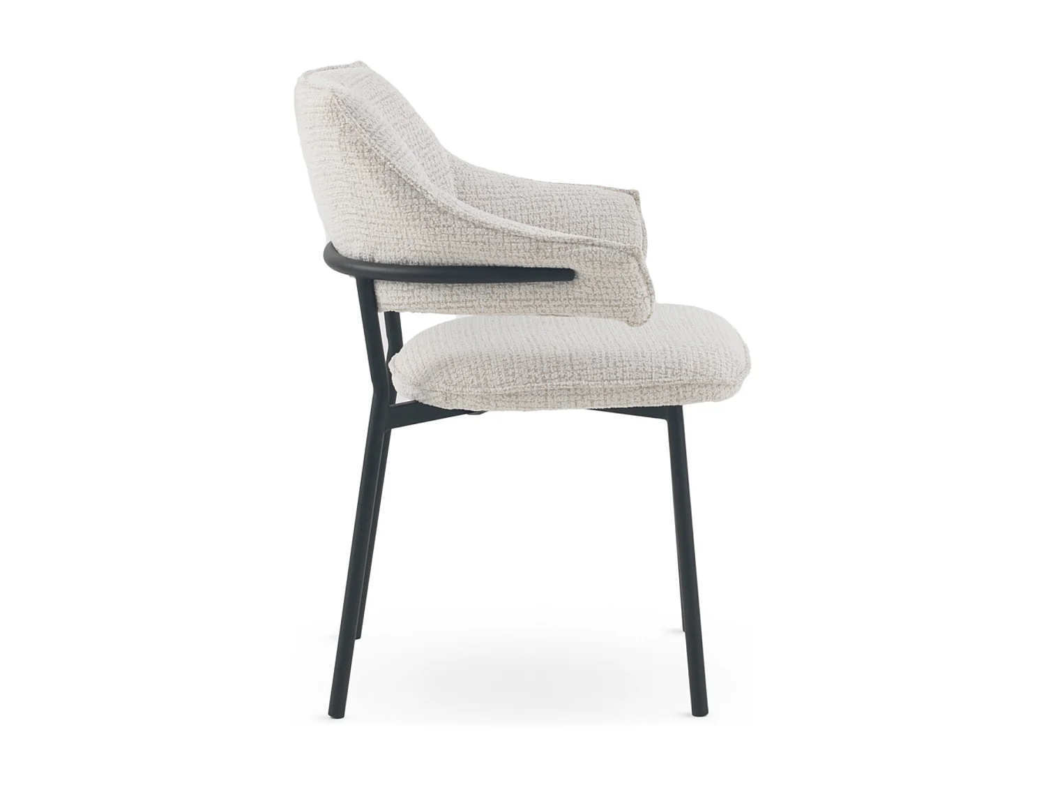 Lot de 4 fauteuils en chenille blanc chiné