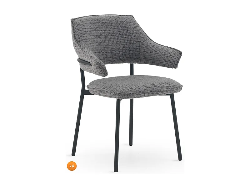 4er-Set Polstersessel Chenille anthrazitgrau