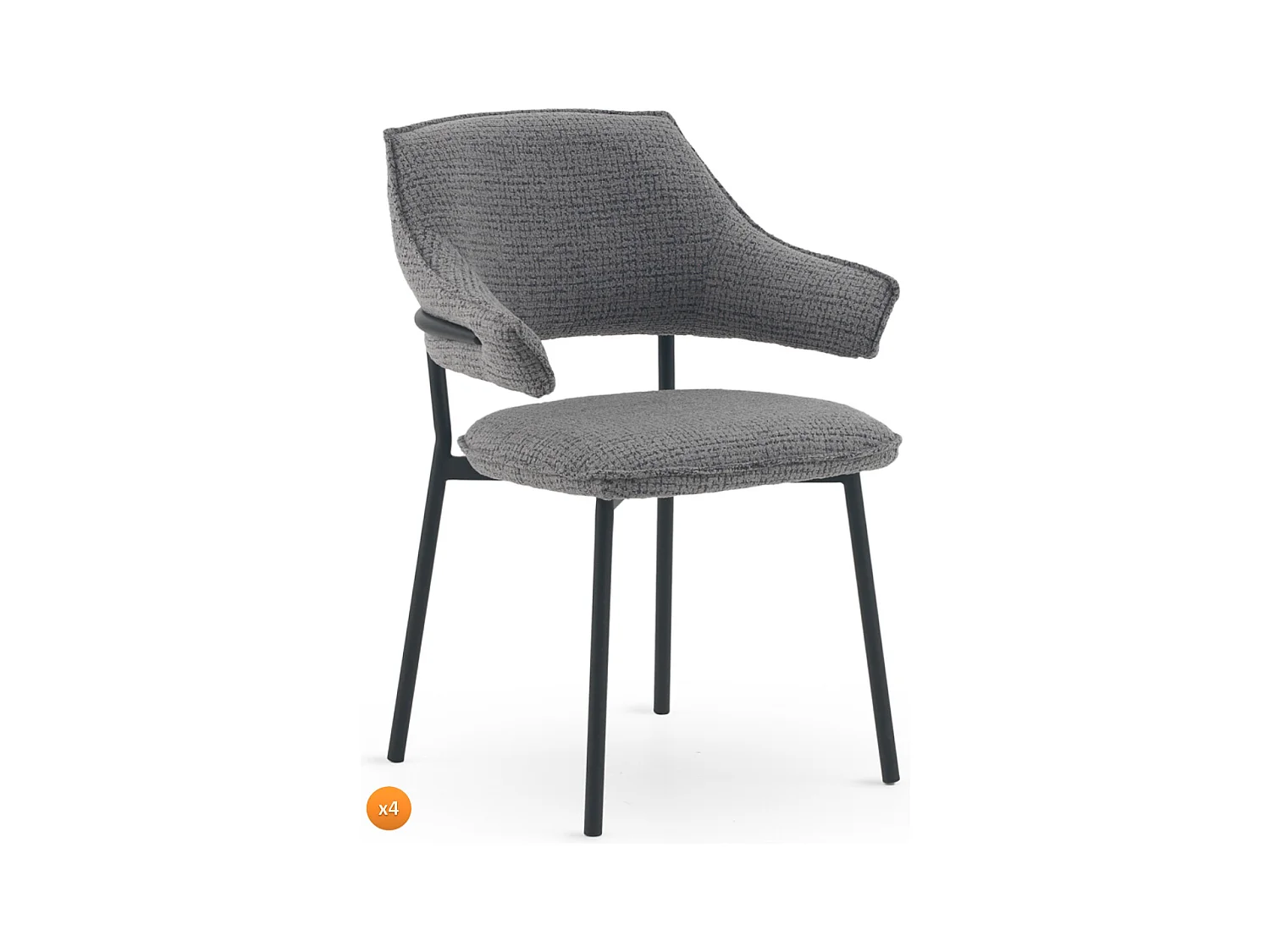 Lot de 4 fauteuils en chenille gris anthracite