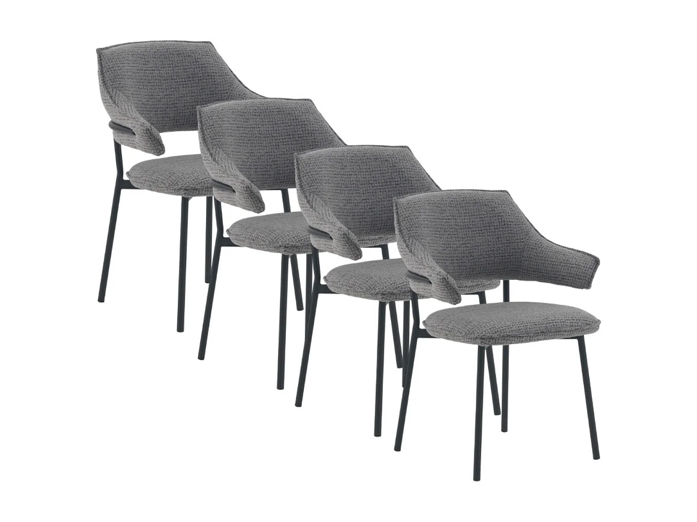 Lot de 4 fauteuils en chenille gris anthracite