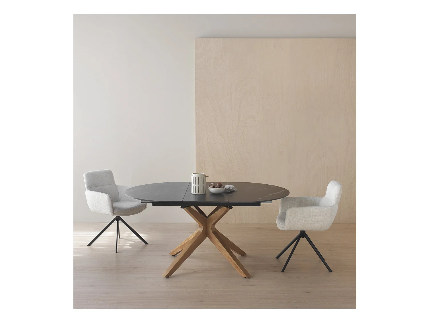 4er-Set Polstersessel Tweed weiß meliert