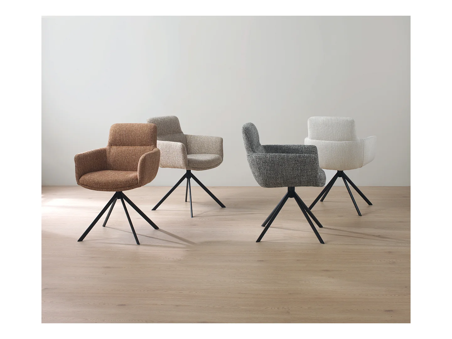 4er-Set Polstersessel Tweed weiß meliert