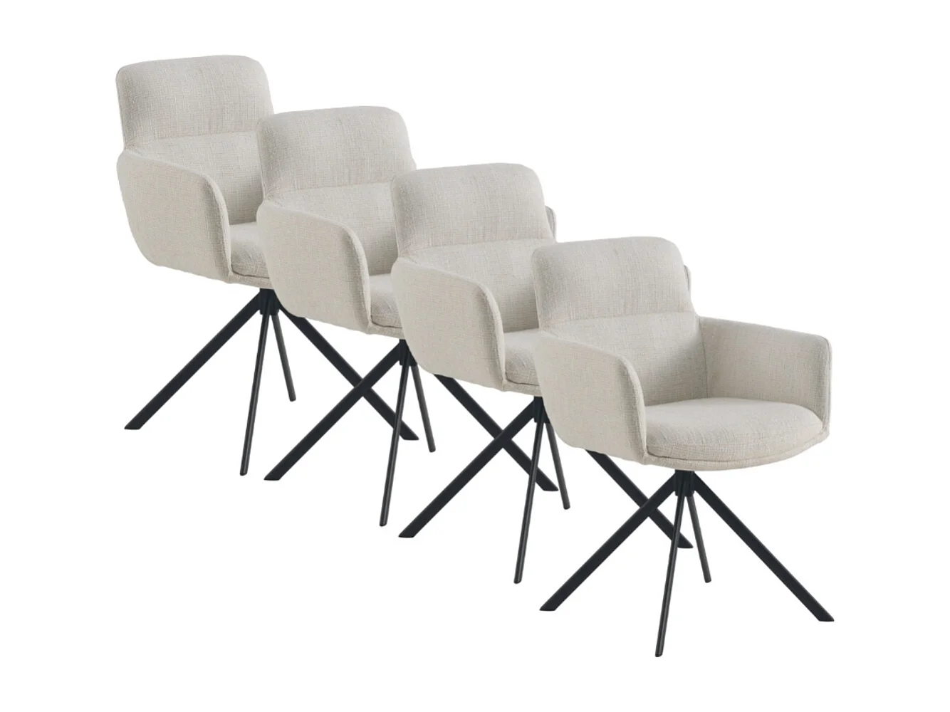 4er-Set Polstersessel Tweed weiß meliert