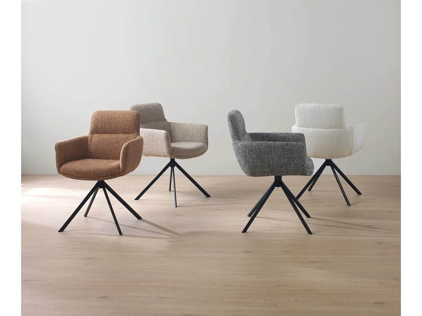 4er-Set Polstersessel Tweed weiß meliert