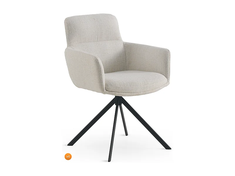 Lot de 4 fauteuils en tweed blanc chiné