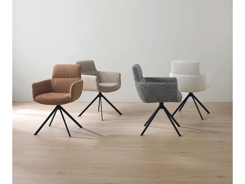 4er-Set Polstersessel Tweed weiß meliert