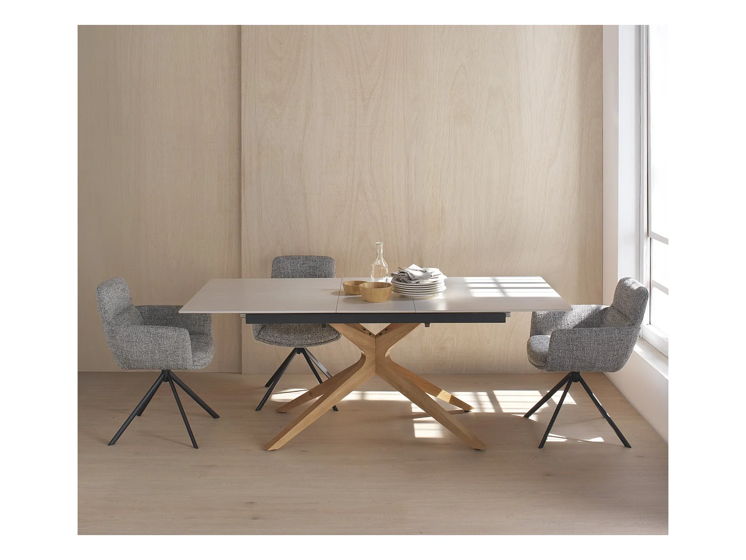 Lot de 4 fauteuils capitonnés en tweed vert