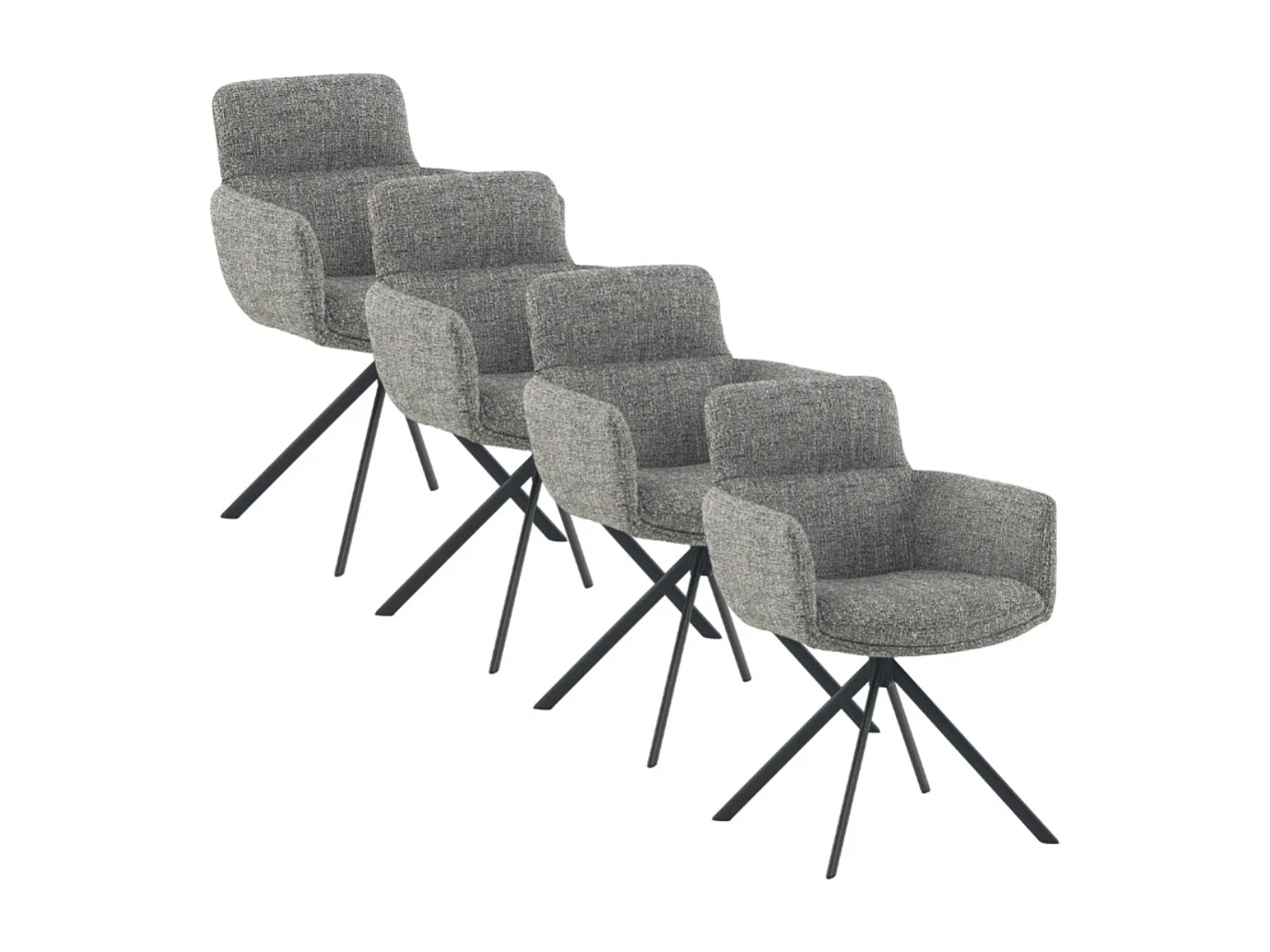 Lot de 4 fauteuils capitonnés en tweed vert