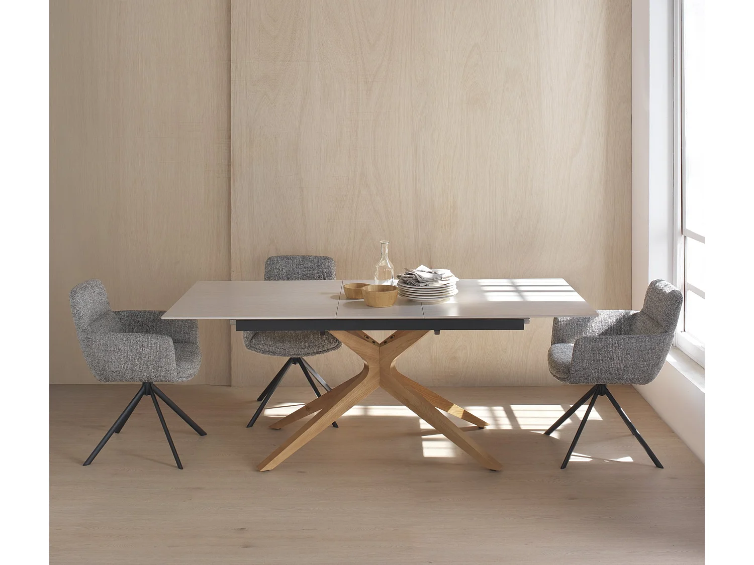 Lot de 4 fauteuils capitonnés en tweed vert