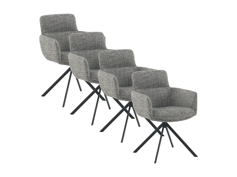 Lot de 4 fauteuils capitonnés en tweed vert