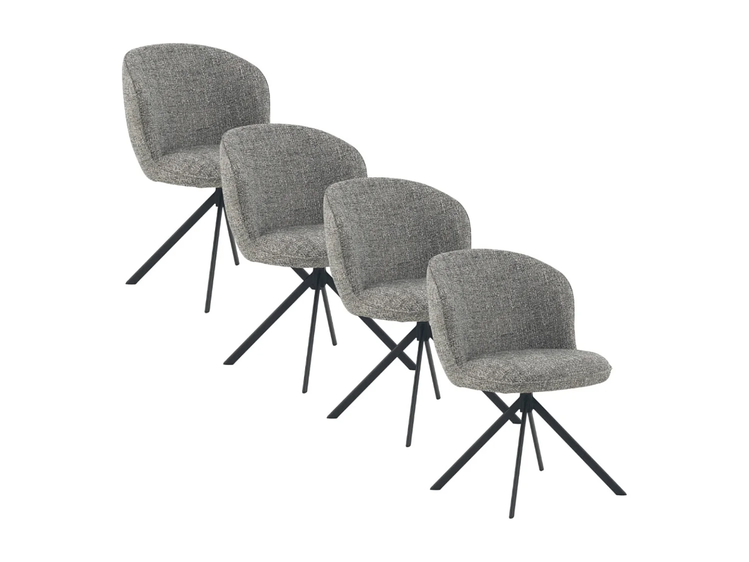 Lot de 4 chaises capitonnées en tweed chiné vert