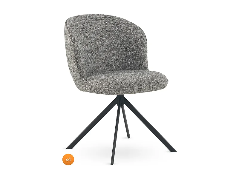 4er-Pack Polsterstühle Tweed grün meliert