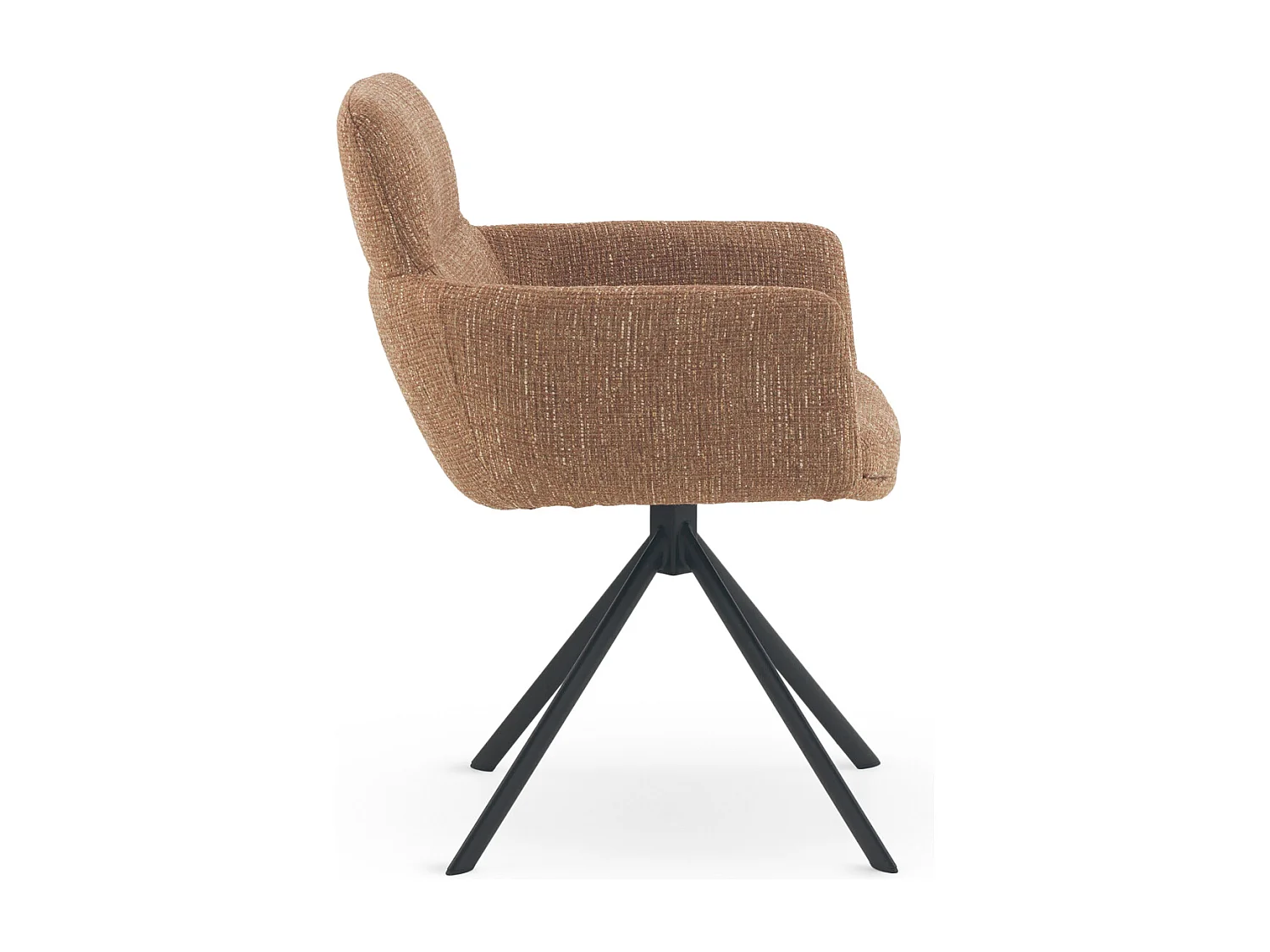 Lot de 4 fauteuils capitonnés en tweed chiné terracotta