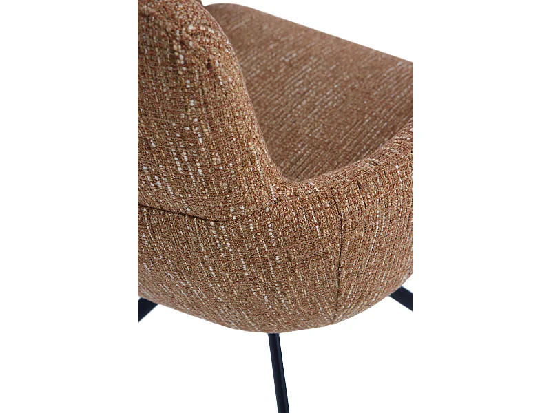 Set van 4 gestoffeerde fauteuils van gespikkeld terracotta tweed