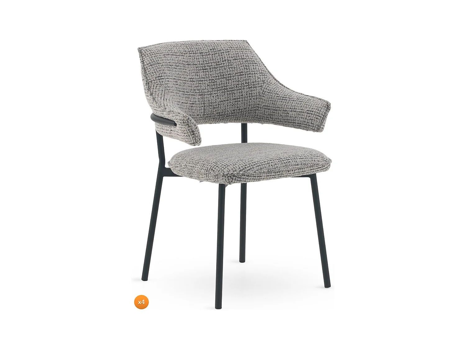 Lot de 4 fauteuils en chenille gris clair chiné