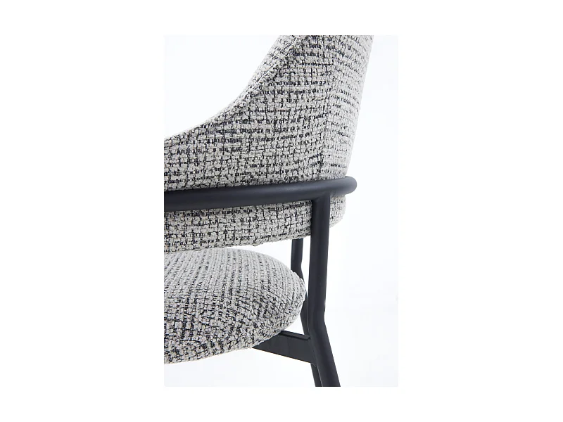 Lot de 4 fauteuils en chenille gris clair chiné