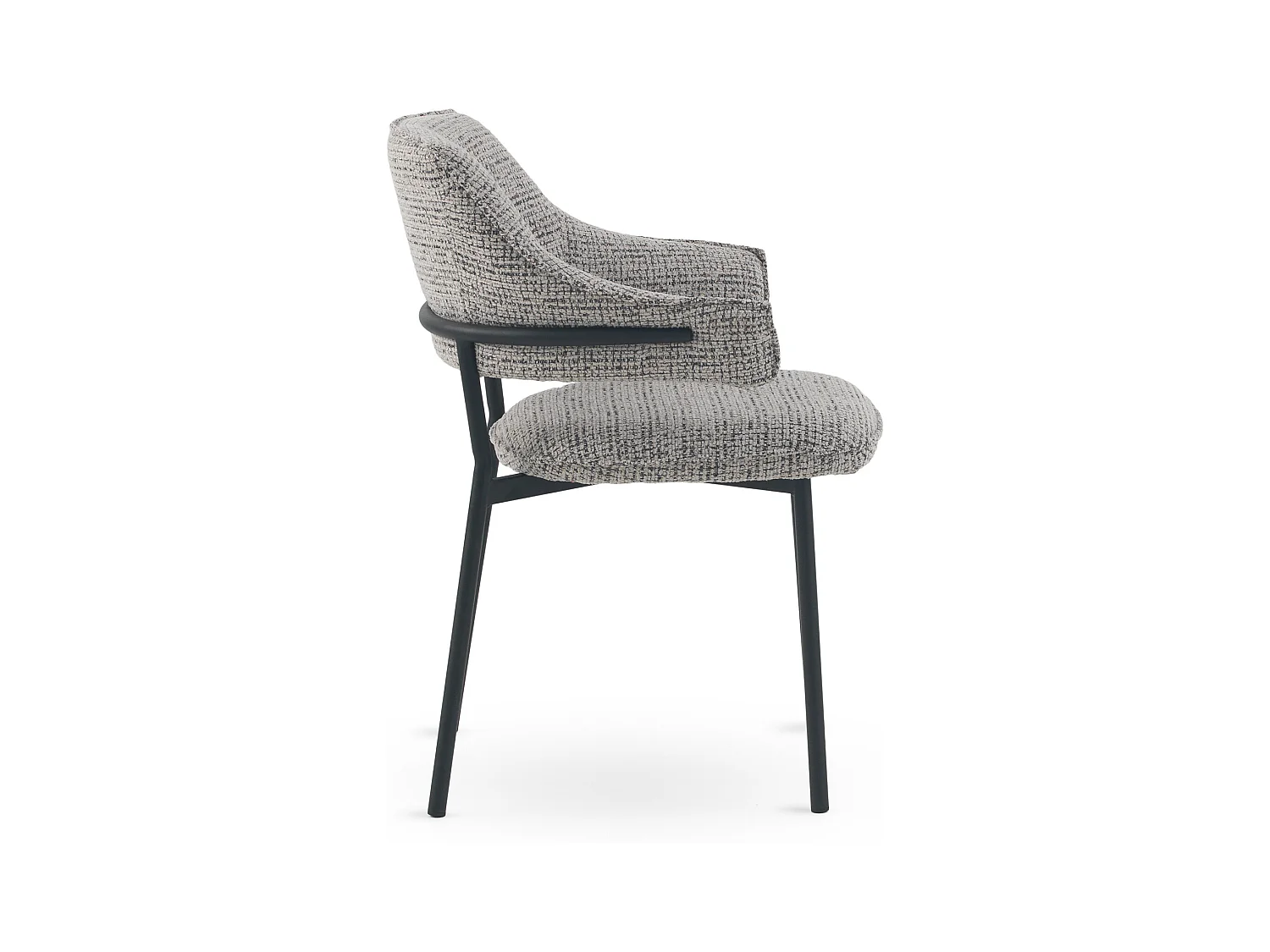 Lot de 4 fauteuils en chenille gris clair chiné