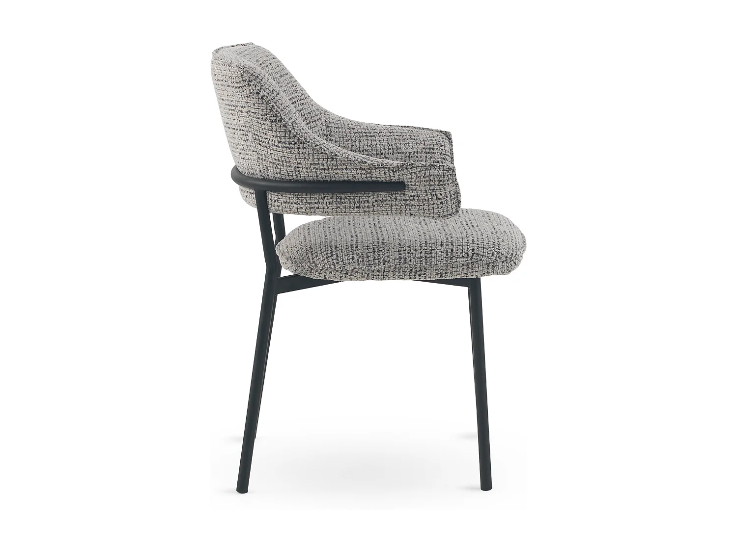 Lot de 4 fauteuils en chenille gris clair chiné