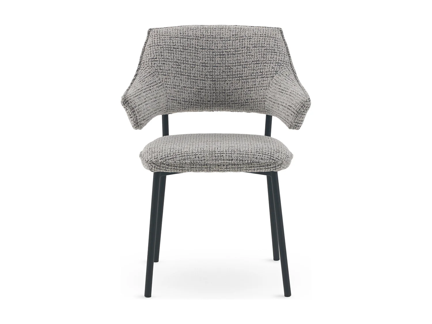 Set van 4 gestoffeerde fauteuils van lichtgrijs gemarmerde chenille