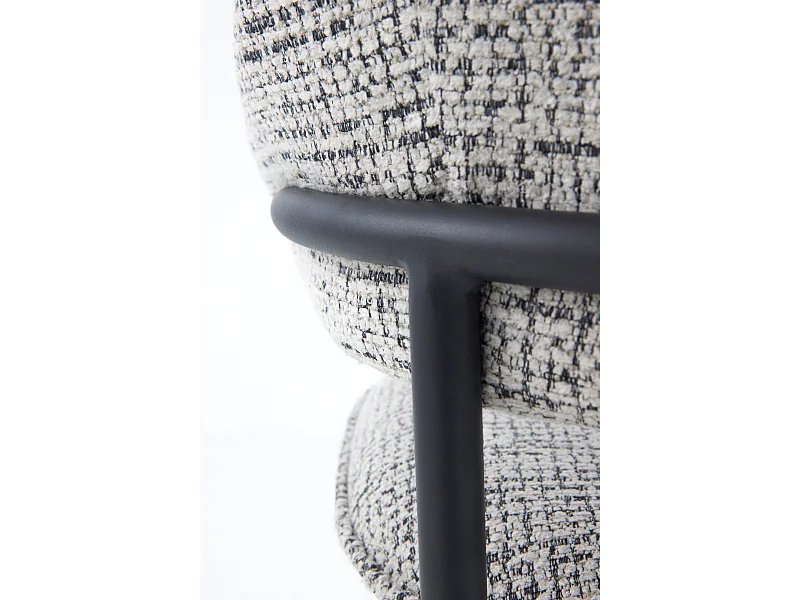 Set van 4 gestoffeerde fauteuils van lichtgrijs gemarmerde chenille