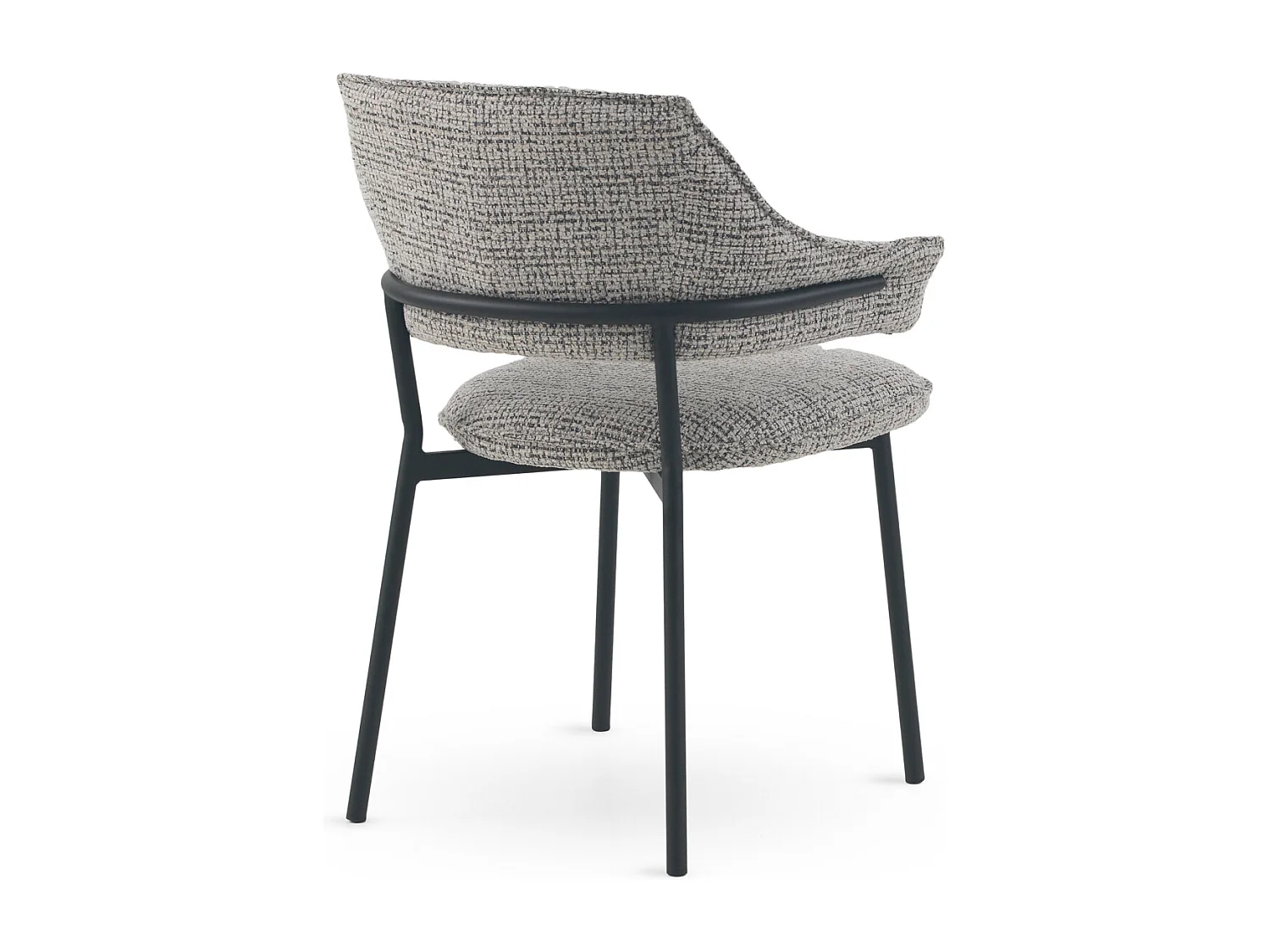 Set van 4 gestoffeerde fauteuils van lichtgrijs gemarmerde chenille