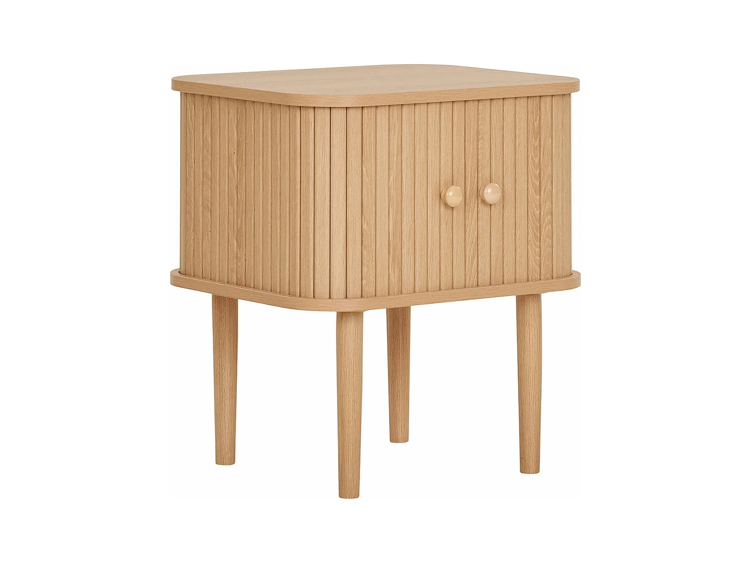 Nikko - Table de chevet 2 portes coulissantes en bois - Bois clair