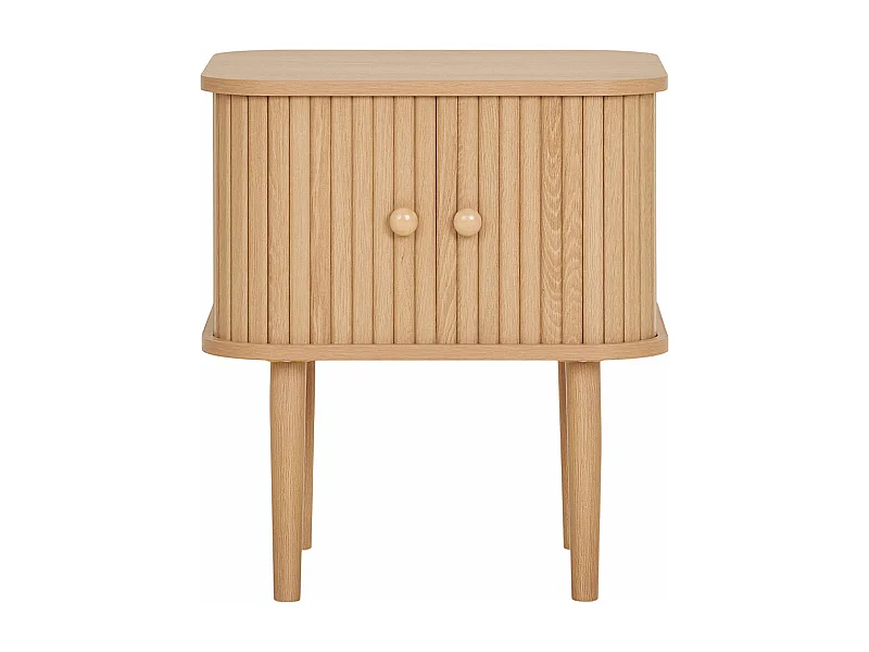 Nikko - Table de chevet 2 portes coulissantes en bois - Bois clair