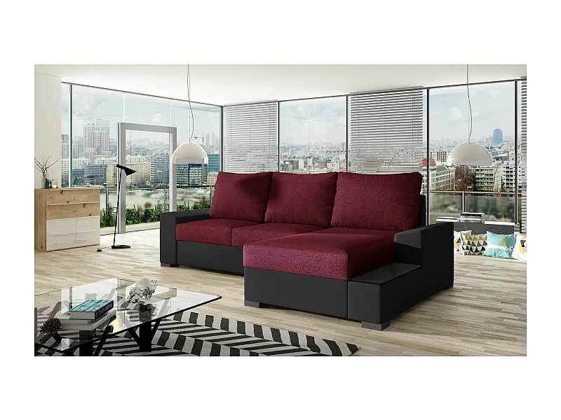 Ecksofa Arte R/Stoffbezug/Rot&Schwarz