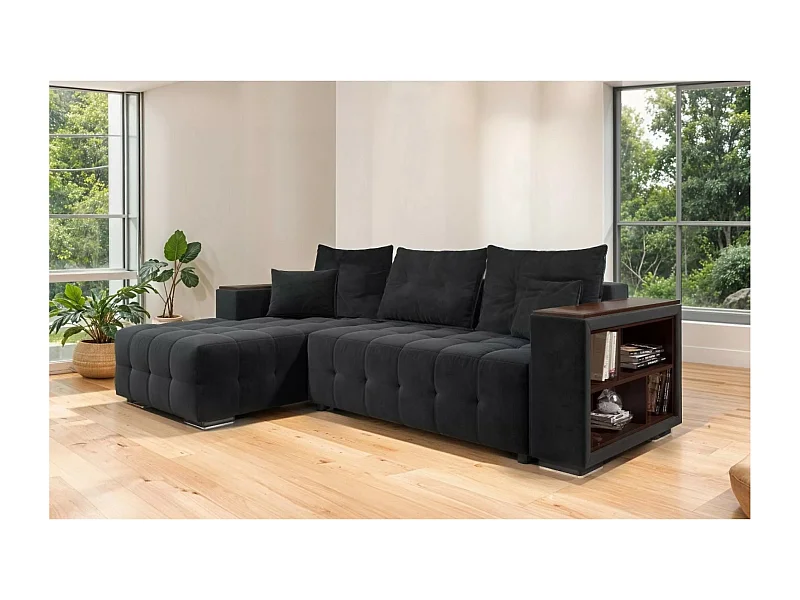 Canapé d'angle Leon-M L/revêtement tissu/Anthracite