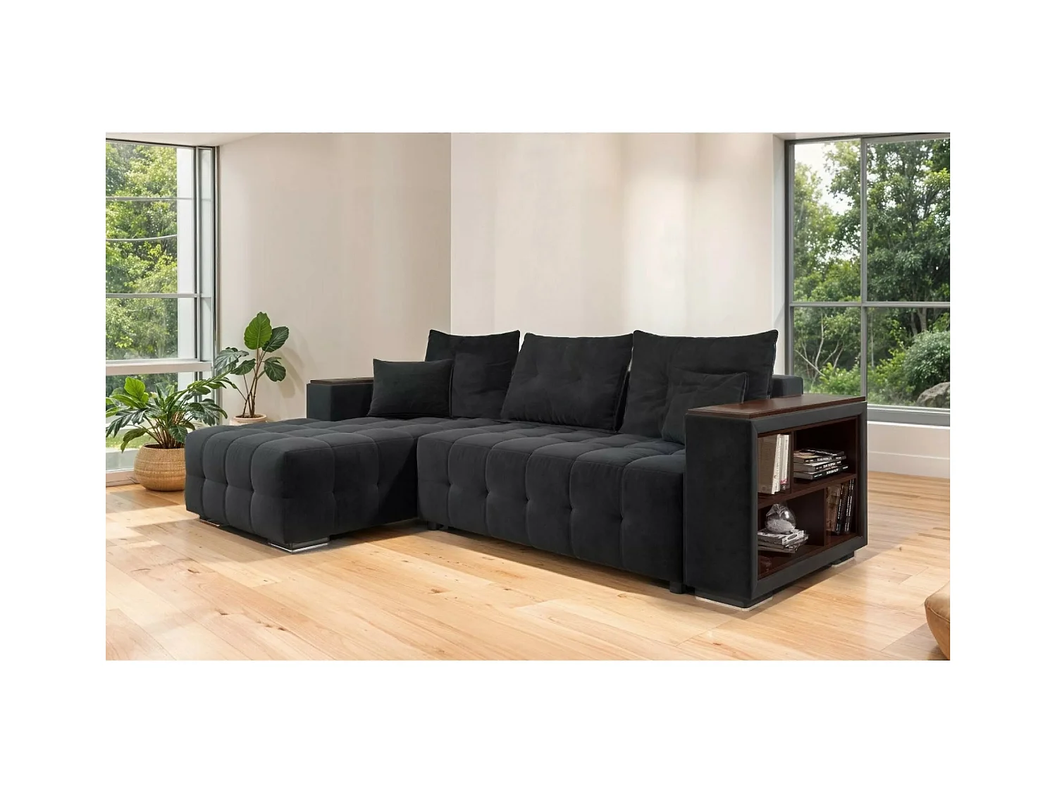 Divano d'angolo Leon-M L/rivestimento in tessut/Antracite