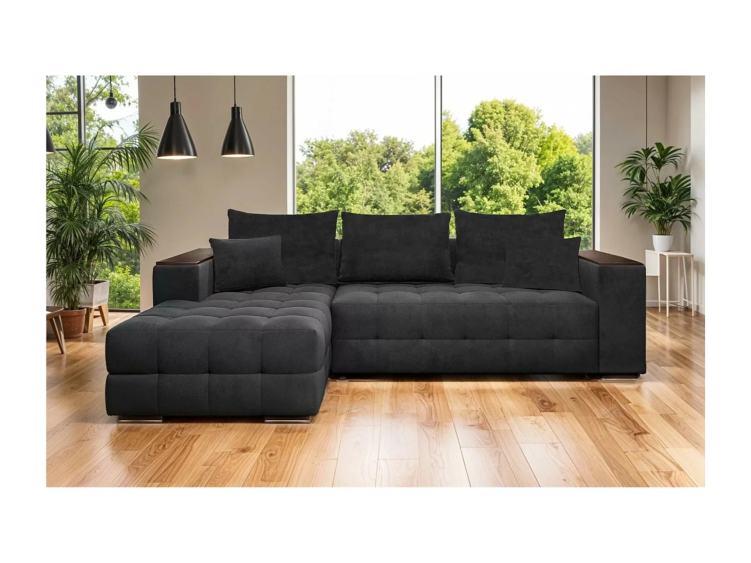 Divano d'angolo Leon-M L/rivestimento in tessut/Antracite