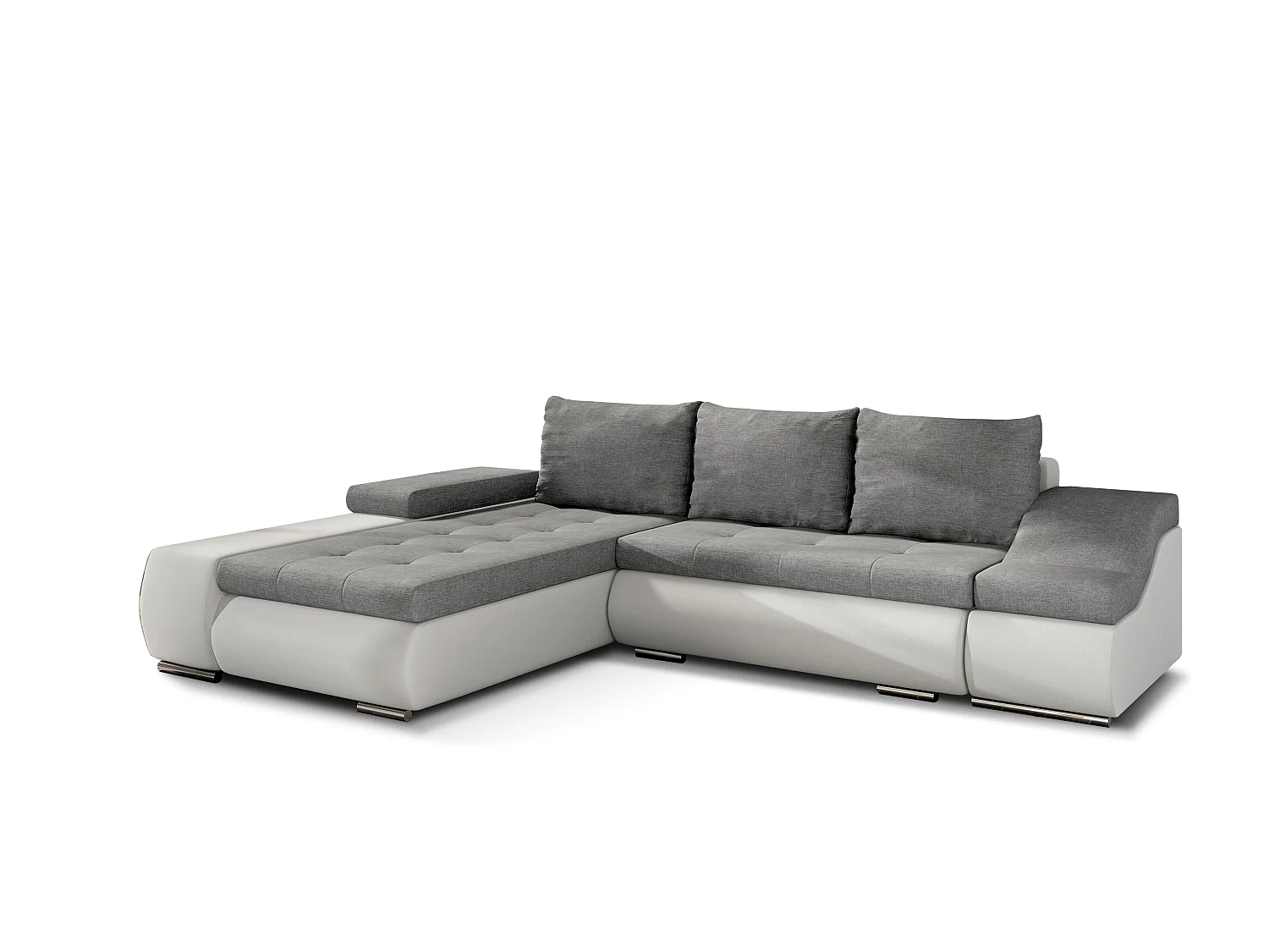 Ecksofa Swicco L/Stoffbezug/Grau&Weiss