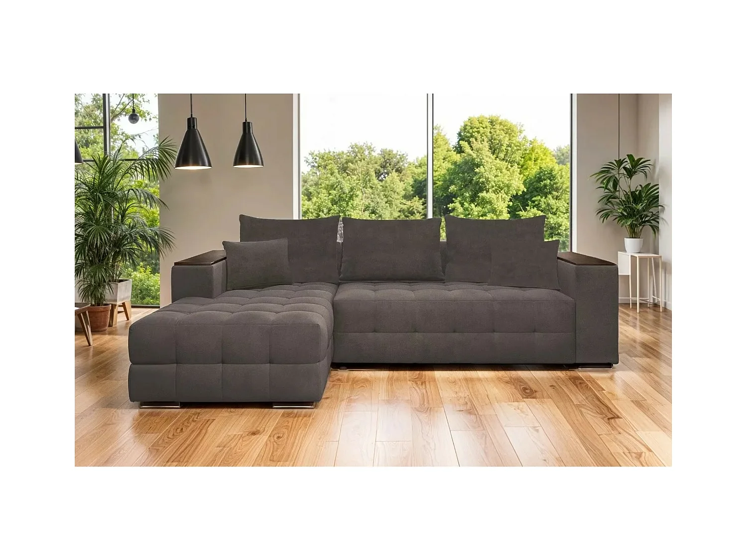 Ecksofa Leon-M L/Stoffbezug/Braun
