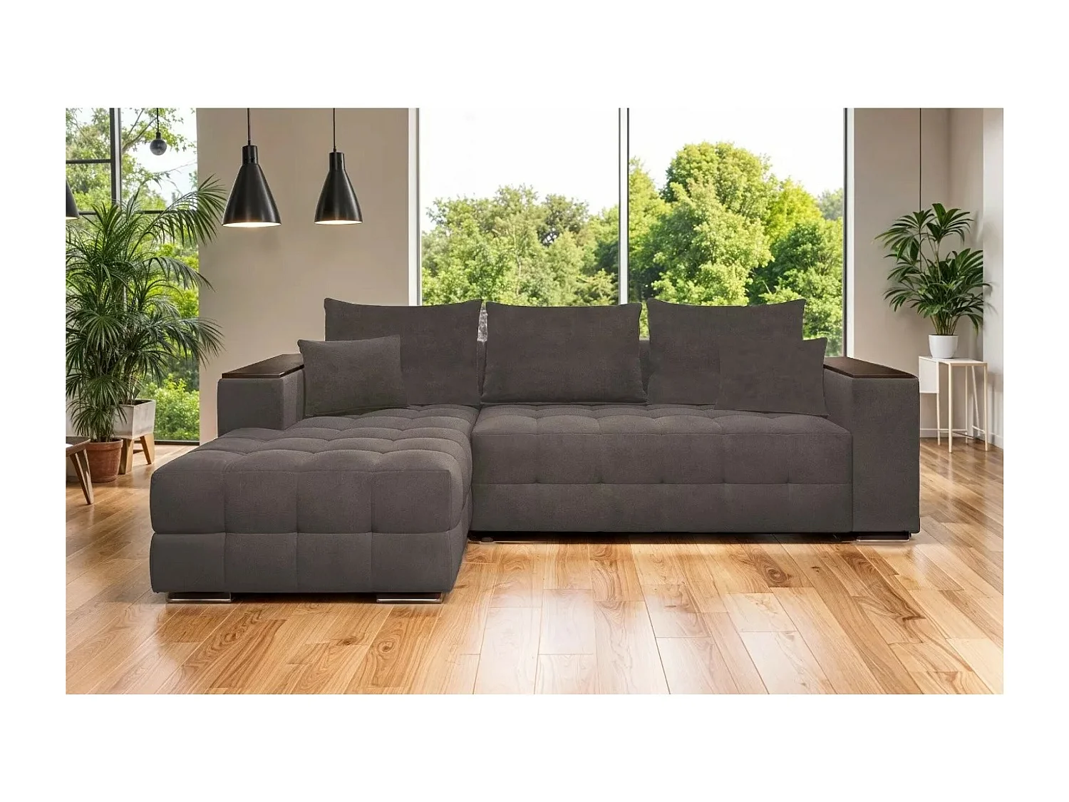 Ecksofa Leon-M L/Stoffbezug/Braun
