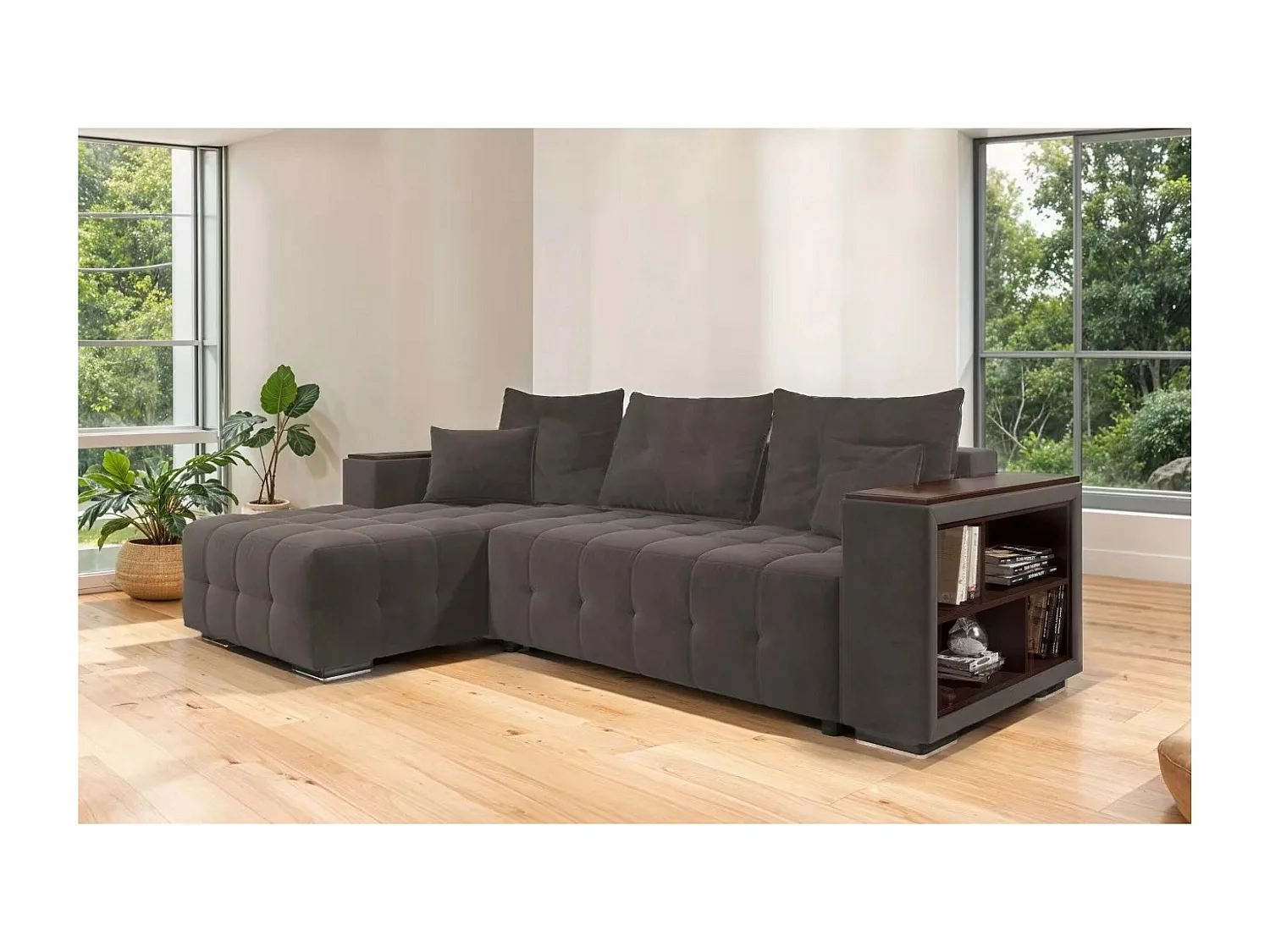 Ecksofa Leon-M L/Stoffbezug/Braun
