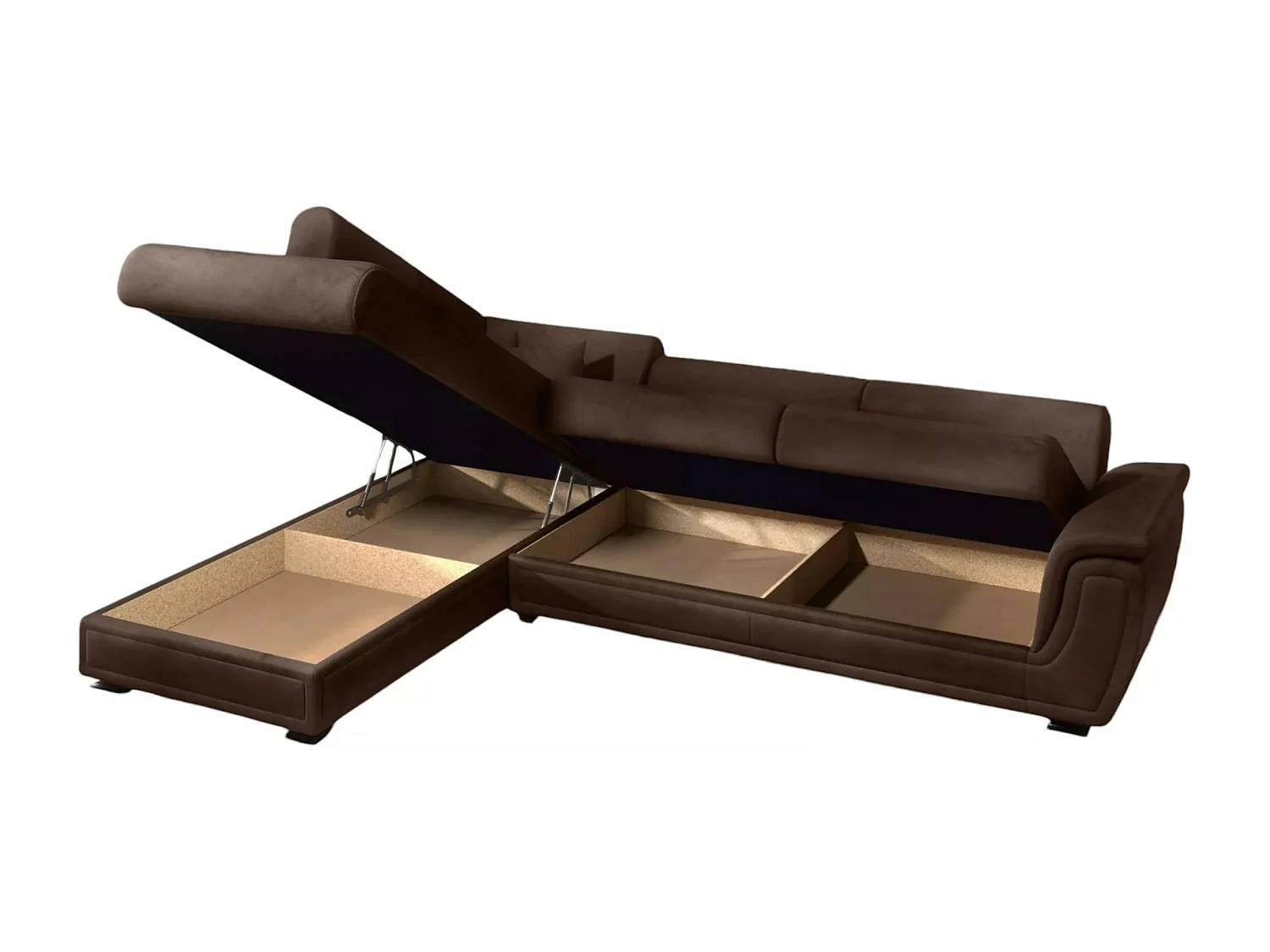 Canapé d'angle California L/revêtement tissu/Marron